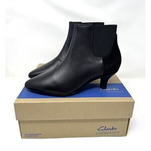 Clarks Women's Kepley Erin Fashion Boot, Black Leather, Size 7 W